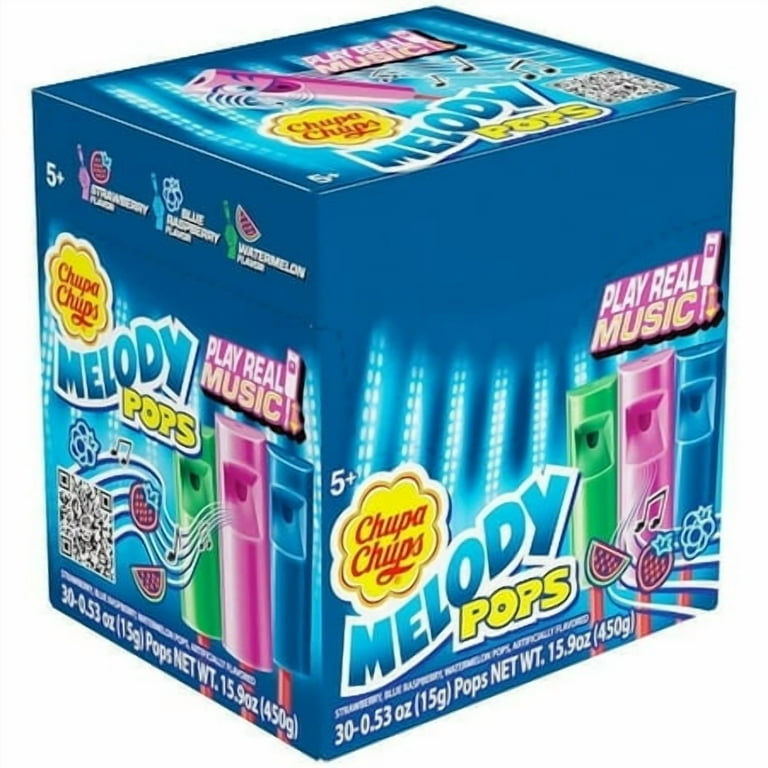 Chupa Chups Melody Pop, Whistle Lollipops, Strawberry Flavor, 30