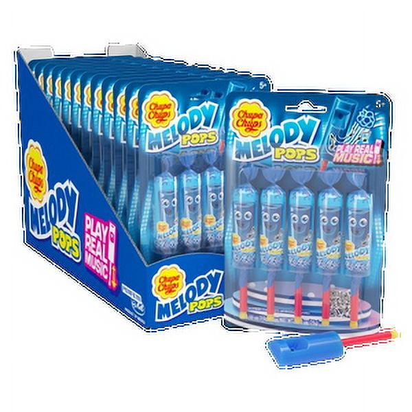 Chupa Chups Melody Pop, Blue Raspberry Flavor, Whistle Lollipops