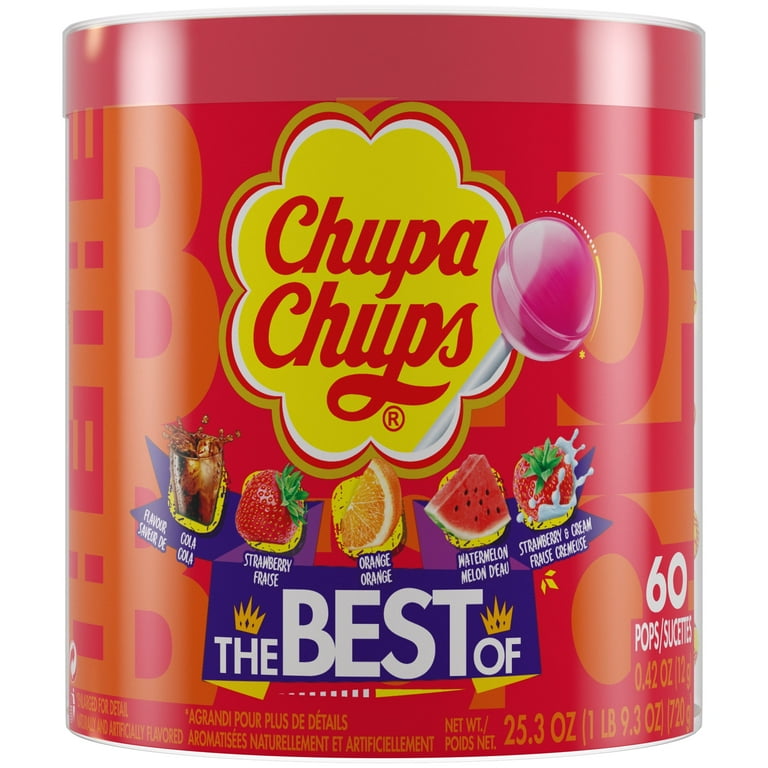 Chupa Chups Lollipops Suckers, Best Of Assorted Flavors Drum