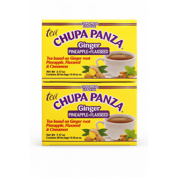 Chupa Panza Herbal Tea with Ginger, Pineapple, Flaxseed & Cinnamon, 30 Count Each, 2-Pack Combo