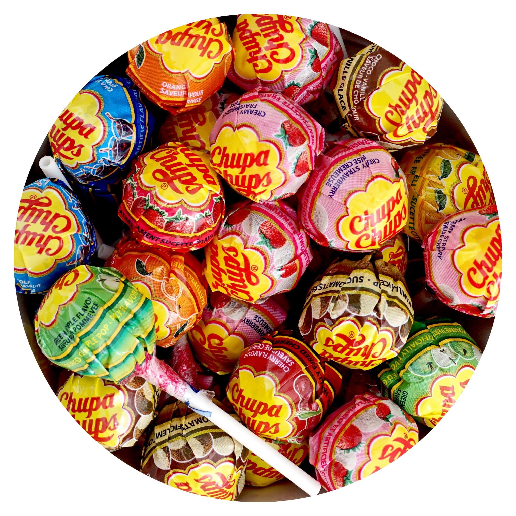 ChupaChups Assorted Lollipops, 2 Pound Bulk Bag Approx 64 Lollipops, Individually Wrapped, The Hampton Popcorn & Candy Company