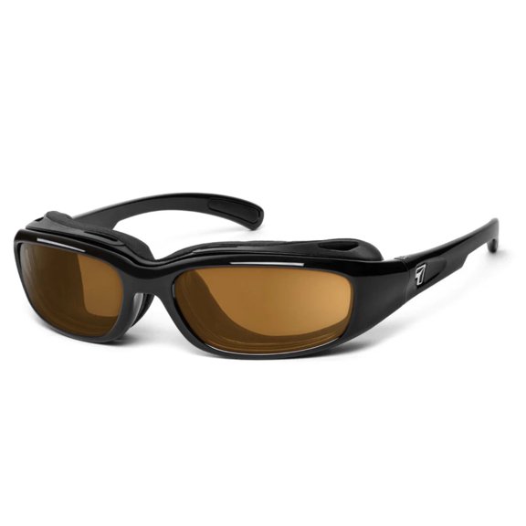 7eye Churada Wind-Blocking Padded Polarized Sunglasses for Outdoors, UV400, Polarized Copper Lenses, Glossy Black, Small & Medium