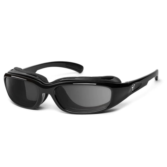 7eye Churada Wind-Blocking Padded Photochromic Sunglasses for Outdoors, UV400, Yellow to Gray Lenses, Matte Black, Small & Medium