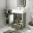 thumbnail image 1 of Harper & Bright Designs 20" Small Bathroom Vanity with Sink, Bathroom Vanity Cabinet with Ceramic Top and Storage Drawer, Green, 1 of 20