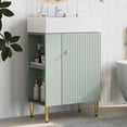 thumbnail image 1 of Harper & Bright Designs 21.6" Bathroom Vanity with Sink Set, Small Bathroom Vanity Cabinet with Ceramic Top and Left Side Storage, Green, 1 of 14