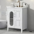 thumbnail image 1 of Harper & Bright Designs 24" Bathroom Vanity with Sink, Bathroom Vanity Cabinet with Storage Drawers and Glass Door, Adjustable Shelf, Solid Wood and MDF, 1 of 16