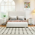 thumbnail image 1 of Harper & Bright Designs 3 Pieces Full Size Upholstered Platform Bed Set, Velvet Platform Bed Frame with Headboard and 2 Nightstands, Beige, 1 of 12