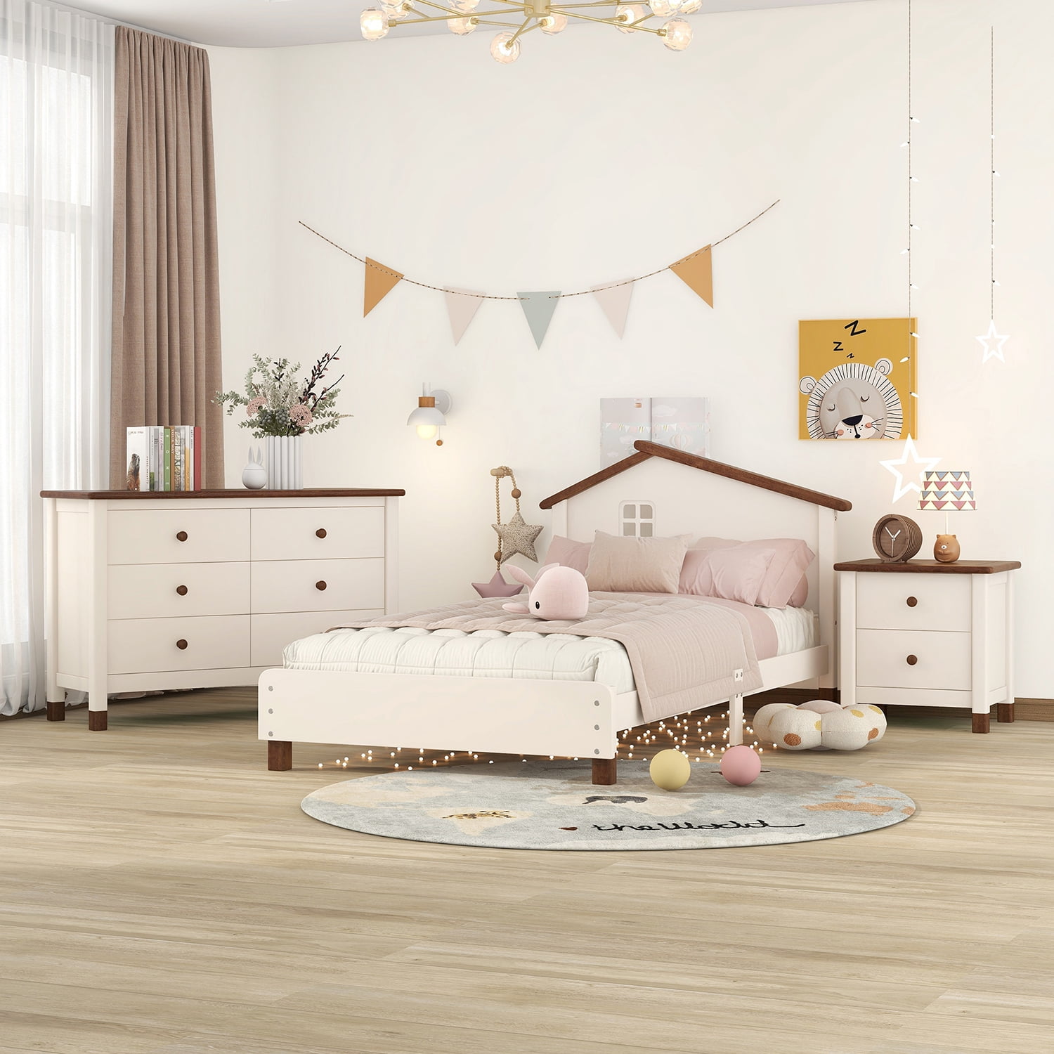 Churanty 3-Piece Twin Bedroom Set, Wooden Kids Furniture with Bed ...