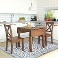 thumbnail image 1 of Harper & Bright Designs 3 Pieces Wood Drop Leaf Breakfast Nook Dining Table Set, Dining Table Set with Expandable Table Leaves & 2 X-Back Chairs for Small Places, Brown, 1 of 17