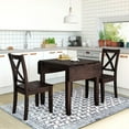 thumbnail image 1 of Harper & Bright Designs 3 Pieces Wood Drop Leaf Breakfast Nook Dining Table Set, Dining Table Set with Expandable Table Leaves & 2 X-Back Chairs for Small Places, Espresso, 1 of 17