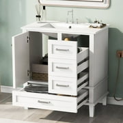 Harper & Bright Designs 30" Bathroom Vanity, Bathroom Cabinet with Sink Combo Set, Bathroom Storage Cabinet with Soft Closing Door and 3 Drawers, White