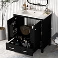 thumbnail image 1 of Harper & Bright Designs 30" Bathroom Vanity with Sink Combo, Bathroom Cabinet with Ceramic Top, Multifunctional Storage Doors and Drawer, Black, 1 of 16