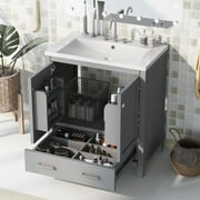 Harper & Bright Designs 30" Grey Bathroom Vanity with Single Sink, Bathroom Storage Cabinet Combo Undermount Sink with Doors and Drawer