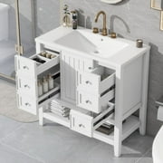 Harper & Bright Designs 36" Bathroom Vanity with Sink Combo, Bathroom Storage Vanity Cabinet with Three Drawers, White