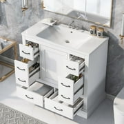 Harper & Bright Designs 36" Bathroom Vanity with Sink Combo, Bathroom Vanity Cabinet with Multi-Functional Drawer Divider and Adjustable Shelf