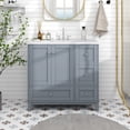 thumbnail image 1 of Harper & Bright Designs 36" Modern Bathroom Vanity with Sink and USB Charging, Bathroom Storage Vanity Cabinet with Two Doors and Three Drawers, White & Gray Blue, 1 of 16