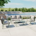 thumbnail image 1 of Harper & Bright Designs 4 Pieces Outdoor Patio Conversation Set, Iron Outdoor Seating Set with Loveseat Sofa, Coffee Table and 2 Chairs for Backyard Garden Balcony, Green, 1 of 15
