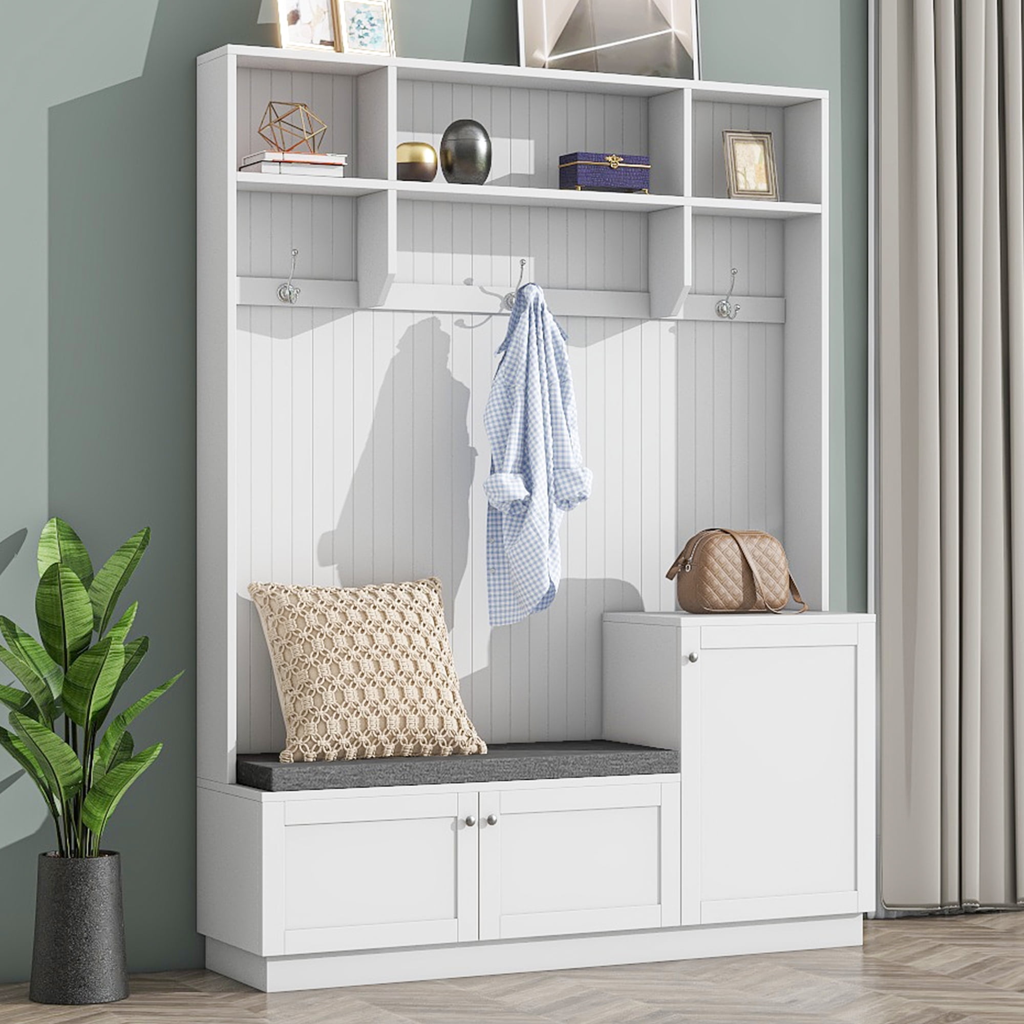 Mudroom Bench With Storage And Hooks Hall Tree With Bench And Shoe
