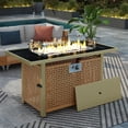 thumbnail image 1 of Harper & Bright Designs 43" Propane Gas Fire Pit Table, 60000 BTU Rectangular Open Weave Wicker Fire Pit with Glass Wind Guard for Outside Patio Deck Garden Backyard, orange-yellow, 1 of 15