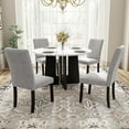 thumbnail image 1 of Harper & Bright Designs 5 Piece Round Dining Table Set for 4, Modern Marble Dining Table and 4 High Back Upholstered Chairs for Dining Room Kitchen, White + Gray, 1 of 19