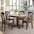thumbnail image 1 of Harper & Bright Designs 5 Pieces Dining Table Set Round Kitchen Table Sets Dinette Set, 1 Marble Veneer Round Top Kitchen Table and 4 Cross Chairs for Small Space, Brown, 1 of 12