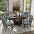 thumbnail image 1 of Harper & Bright Designs 5 Pieces Extendable Round Dining Table Set for 4, Modern Kitchen Dining Table with Removable Leaf and 4 Upholstered Chairs for Dining Room, Espresso+Gray, 1 of 12