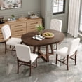 thumbnail image 1 of Harper & Bright Designs 5 Pieces Functional Dining Set for 4, Round Table with Leaf and 4 Upholstered Chairs for Kitchen, Walnut, 1 of 19