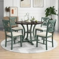 thumbnail image 1 of Harper & Bright Designs 5 Pieces Wooden Round 30" Dining Table and 4 Chair Set with Special-shaped Legs and an Exquisitely Designed Hollow Chair Back for Dining Room, 1 of 10