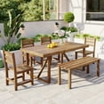 thumbnail image 1 of Harper & Bright Designs 6 Piece Acacia Wood Outdoor Patio Dining Set, Natural Wood, 1 of 9