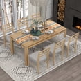 thumbnail image 1 of Harper & Bright Designs 7 Piece Extendable Dining Table Set for 6 Wooden Mutifunctional Dining Table with 12” Leaf and 2 Drawers, 6 Dining Chairs with Soft Cushion, Natural Wood Wash, 1 of 20