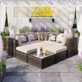 thumbnail image 1 of Harper & Bright Designs 8 Piece Patio Furniture Set, All Weather Outdoor Wick Sofa Set, Rattan Sofa Lounger with Colorful Pillows, Outdoor Conversation Sofa Set, Brown Wicker+Beige Cushion, 1 of 16
