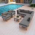 thumbnail image 1 of Harper & Bright Designs 9 Piece Patio Conversation Sets, All Weather Wicker Outdoor Sectional Sofa with Wood Legs, PE Rattan Sofa Set with Armrest Chairs and Coffe Table, Gray, 1 of 14