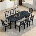 thumbnail image 1 of Harper & Bright Designs 9 Pieces Extendable Dining Table Set for 6, Rectangular Kitchen Dining Table with Removable Leaf and 6 Upholstered Armless Dining Chairs and 2 Padded Arm Chairs, Black+ Gray, 1 of 18