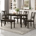 thumbnail image 1 of Churanty Classic 6 Pieces Dining Set Wooden Rectangle Table and 4 Chairs with Bench for Kitchen Dining Room,Espresso, 1 of 11
