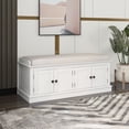 thumbnail image 1 of Harper & Bright Designs Classic Entryway Hallway Storage Shoe Bench with Removable Cushion, White, 1 of 15