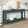 thumbnail image 1 of Harper & Bright Designs Console Table for Entryway Hallway Sofa Table with Storage Drawers and Bottom Shelf, Dark Blue, 1 of 15