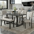 thumbnail image 1 of Harper & Bright Designs Dining Table Set for 6 with Bench Rectangular Table and 4 Upholstered Chairs for Kitchen, Gary, 1 of 15