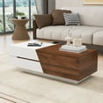 thumbnail image 1 of Harper & Bright Designs Extendable Coffee Table with Sliding Top Cocktail Table with Storage Drawers Modern Center Table for Living Room Small Space, Walnut, 1 of 16