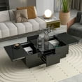 thumbnail image 1 of Harper & Bright Designs Extendable Coffee Tables with Sliding Top, Rectangle Coffee Table with 2 Drawers and 2 Hidden Storage Compartment, High-gloss Cocktail Center Table for Living Room, Black, 1 of 18