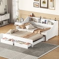 thumbnail image 1 of Harper & Bright Designs Extendable Daybed Twin to King Size with Storage Bookcases, Two Drawers and Charging Design, Modern Wood Day Bed Frame with Pop-up Trundle, White, 1 of 11