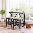 thumbnail image 1 of Harper & Bright Designs Farmhouse 3 Piece Counter Height Dining Table Set for 2, Wood Console Bar Table with USB Port and Upholstered Stools, Gray for Small Space, Espresso, 1 of 13