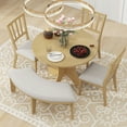 thumbnail image 1 of Churanty Farmhouse Dining Set for 4,Wood Round Kitchen Dining Table Set with 4 Upholstered Chairs and Curved Bench,Natural, 1 of 21