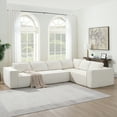 thumbnail image 1 of Harper & Bright Designs Foam Modular L-Shaped Sectional Sofa Set, 6 Seat Cloud Couch with Wrinkle-Resistant Chenille Fabric, Modular 2-Piece Free Combination Design, 129.5" Beige, 1 of 2