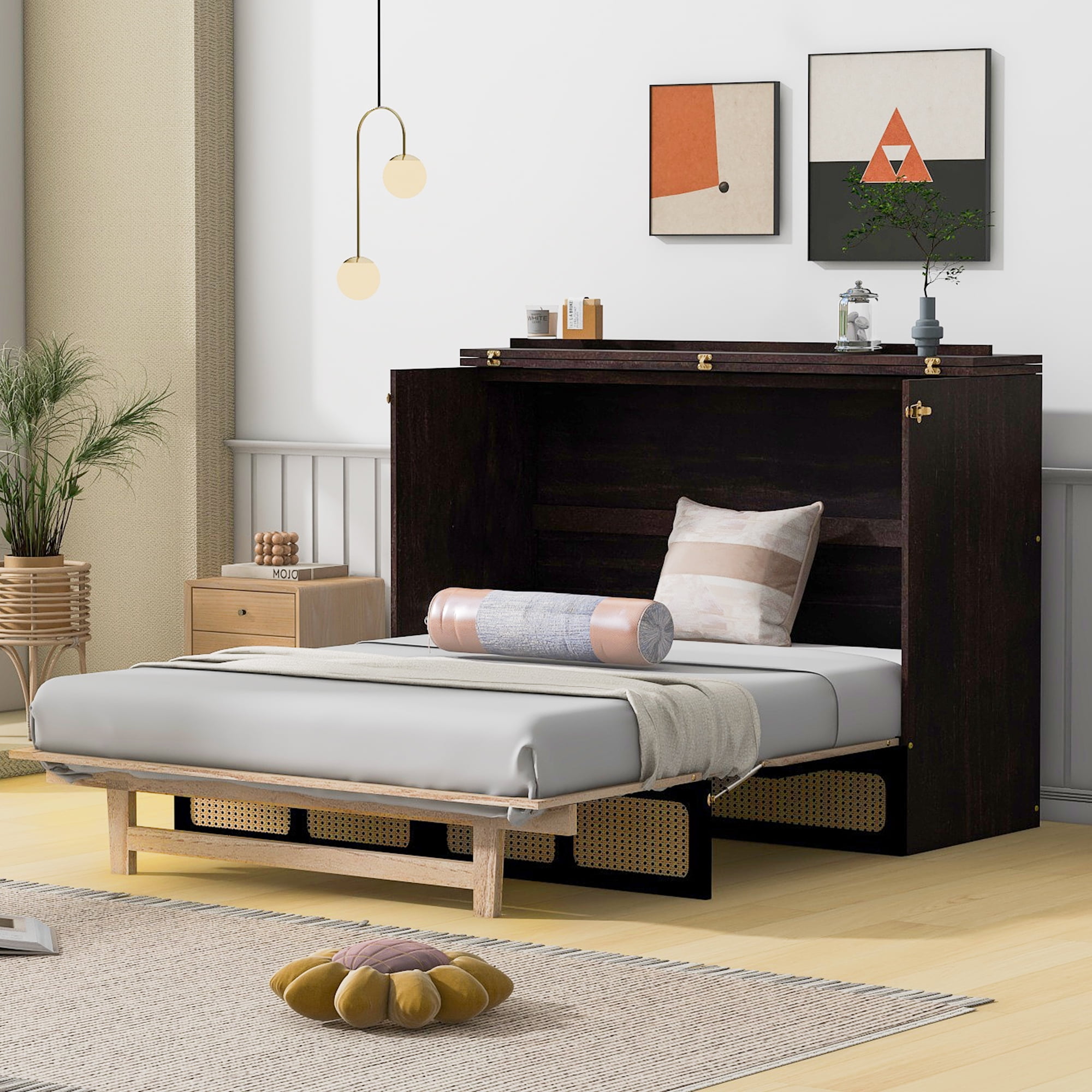 Churanty Full Murphy Bed Cabinet Bed, Full Size Murphy Bed with Storage ...