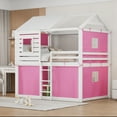 thumbnail image 1 of Harper & Bright Designs Full Over Full Bunk Bed with Under-Bed Storage, Wood Full Size Bunk House Bed with Tent and Windows, Pink+White, 1 of 17