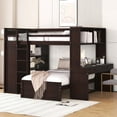 thumbnail image 1 of Harper & Bright Designs Full Over Twin Bunk Bed with Desk, Solid Wood Bunk Bed with Storage Shelves and Wardrobe, Twin Size Loft Bed with a Stand-Alone Bed, Espresso, 1 of 14