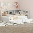 thumbnail image 1 of Harper & Bright Designs Full Size Daybed with Trundle and Bookcase, L-Shape Daybed with USB Ports for Boys Girls Adults, Wood Full Corner Bed with Storage Headboard and Trundle, White, 1 of 13