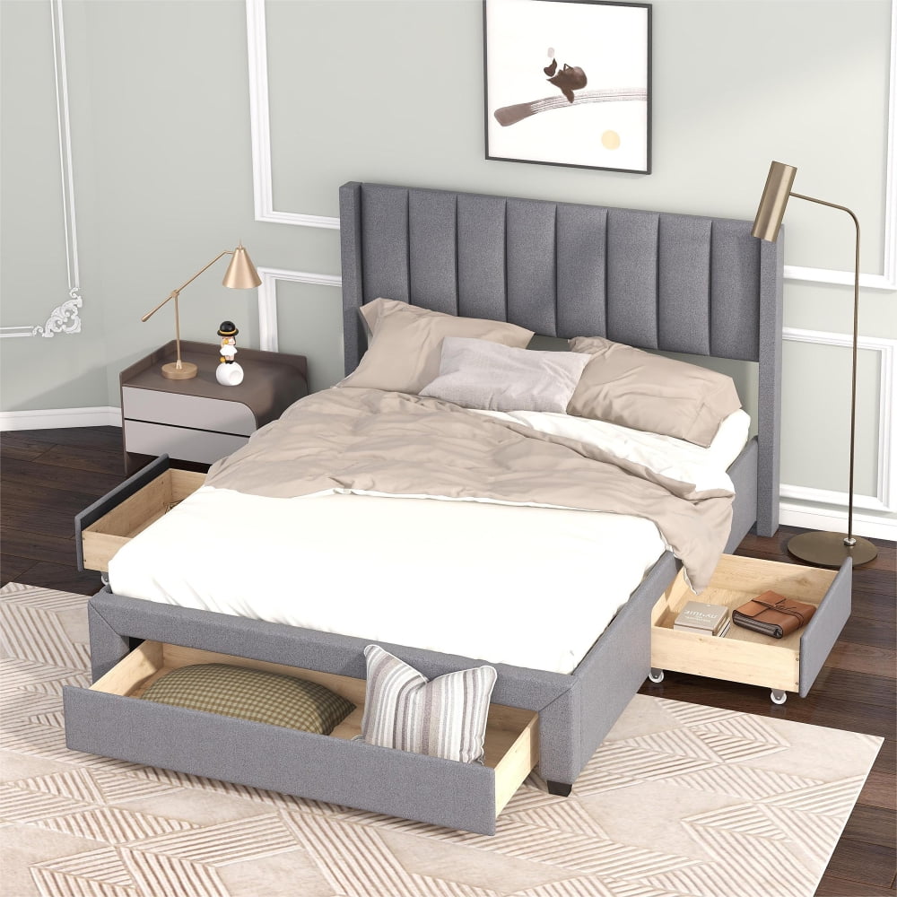 Double bed with drawers sale on one side