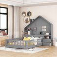 thumbnail image 1 of Harper & Bright Designs Full Size House Bed with Storage Shelves for Boys Girls, Wood Full Platform Bed with USB Port Sockets Window and Drawers, Gray, 1 of 12