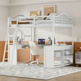 thumbnail image 1 of Harper & Bright Designs Full Size Loft Bed with Desk, Wood Loft Bed with Drawers & Storage Shelves, High Loft Bed Full with Vanity Mirror for Boys Girls Adults, White, 1 of 15